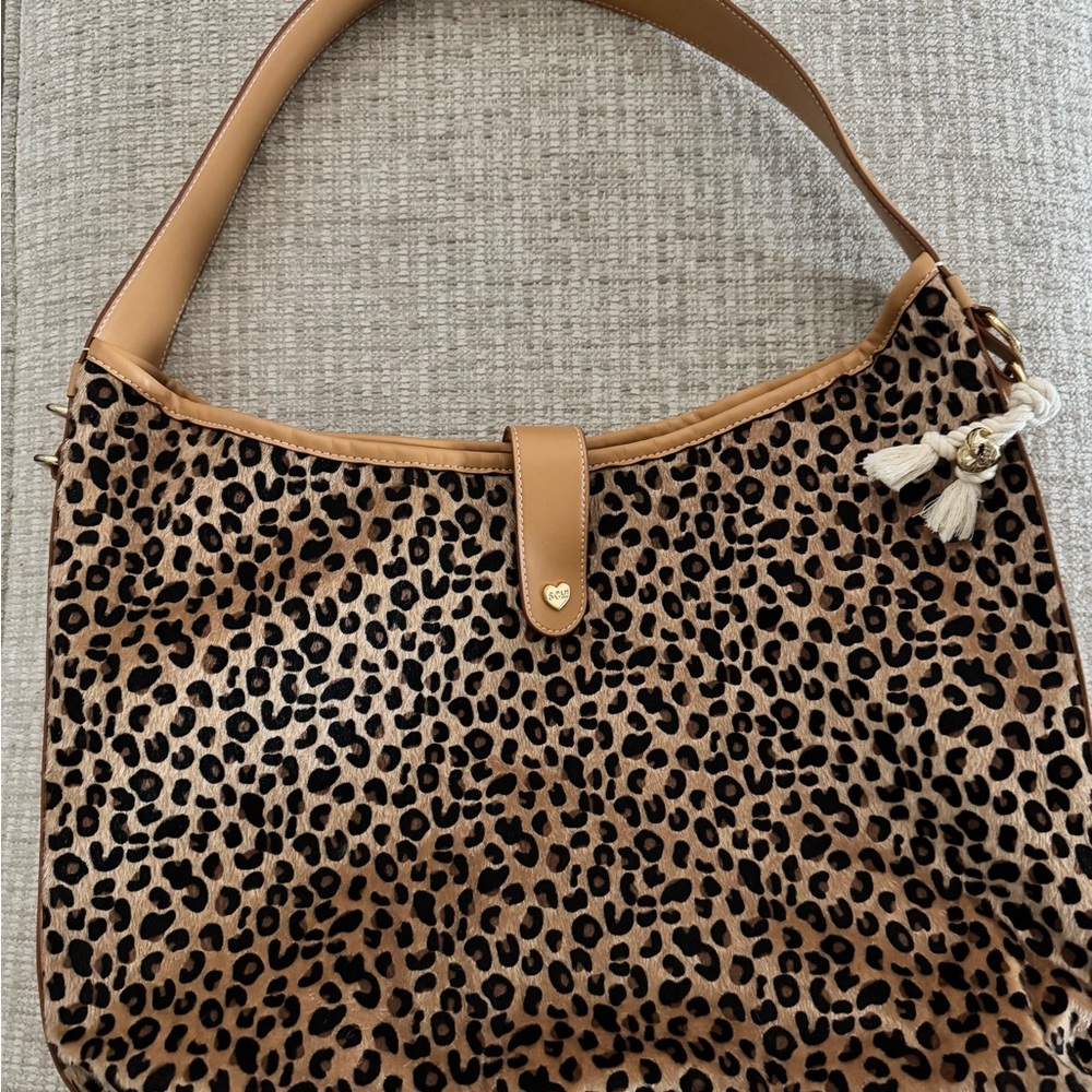 Stoney Clover Lane Leopard Print Slouchy Shoulder Bag, EUC